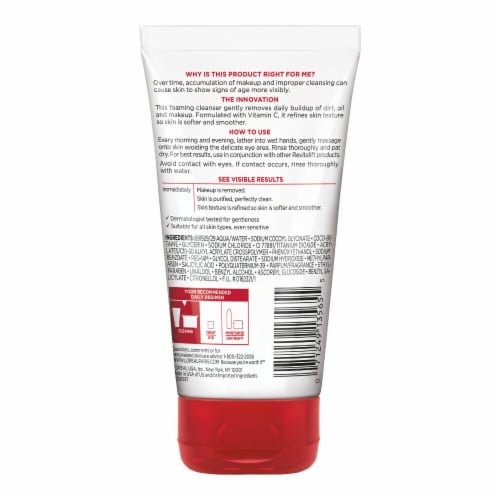 L'Oreal Paris Revitalift Cream Facial Wash Cleanser, Skin Smoothing Formulated with Vitamin C Perspective: left
