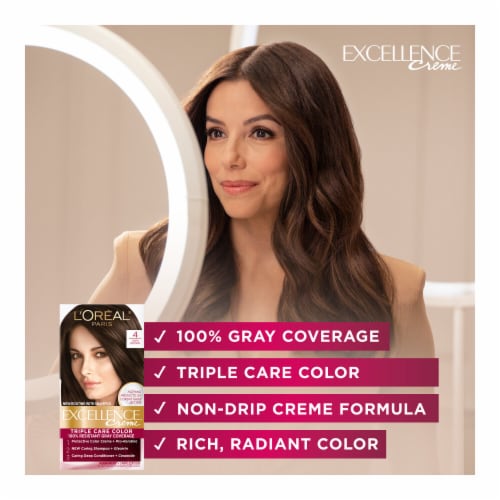L'Oreal Paris Excellence Creme 5 Medium Brown Permanent Triple Care Hair Color Perspective: left