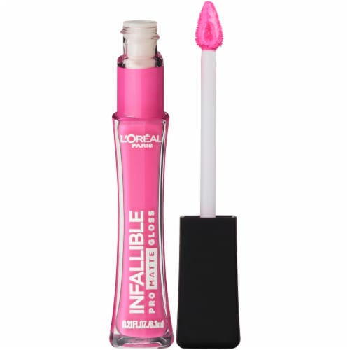 L'Oreal Paris Fuschia Amnesia Infallible Pro Matte Lip Gloss Perspective: left