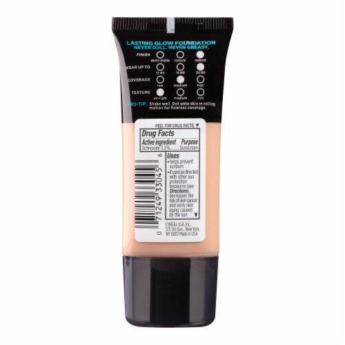 L'Oreal Paris Infallible Pro-Glow Foundation 24HR Coverage 204 Natural Buff Perspective: left
