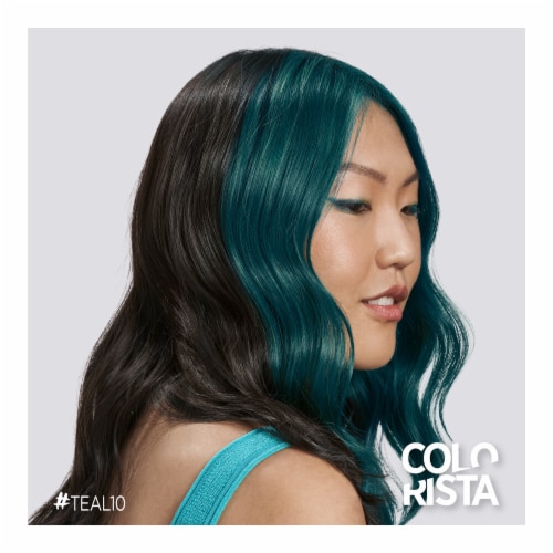 L'Oreal Paris Colorista Brunettes Semi-Permanent Teal Hair Color Perspective: left