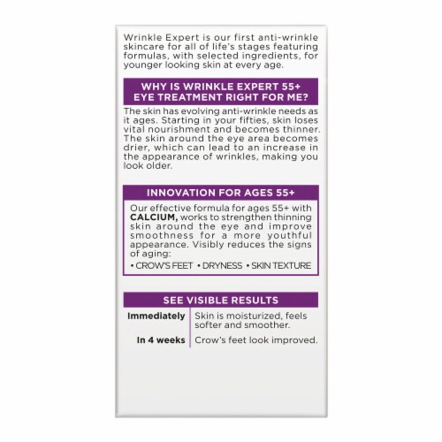 L'Oreal Paris Wrinkle Expert 55+ Eye Cream Treatment Anti-Wrinkle formulated with Calcium Perspective: left