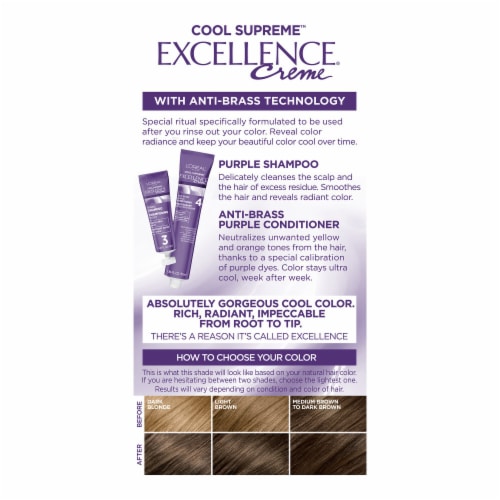 L'Oreal Paris Excellence Permanent Hair Color with Triple Care Protection 6UA Ultra Ash Light Brown Perspective: left