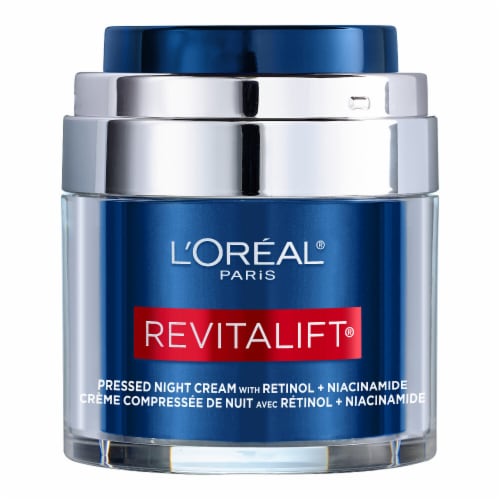 L'Oreal Paris Revitalift Pressed Night Face Moisturizer with Retinol + Niacinamide Perspective: left