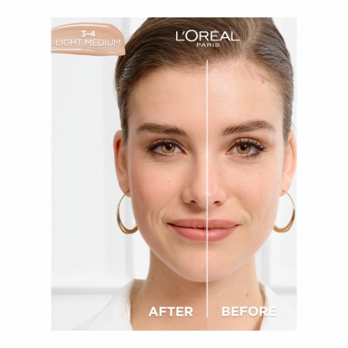 L'Oreal Paris True Match 3-4 Light Medium Hyaluronic Tinted Serum Foundation Perspective: left