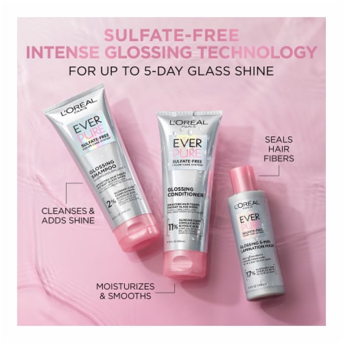 L'Oreal Paris Sulfate Free Glossing Shampoo for Shine and Smoothness EverPure Perspective: left