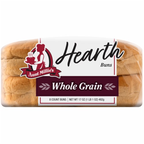 Aunt Millie's Hearth Whole Grain Hamburger Buns Perspective: left