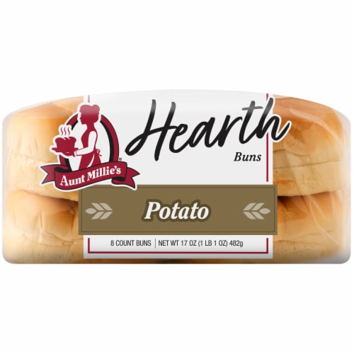 Aunt Millie's Hearth Potato Hamburger Buns Perspective: left