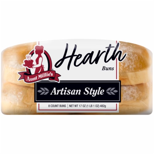 Aunt Millie's Hearth Artisan Style Hamburger Buns Perspective: left