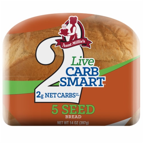 Aunt Millie's Live Carb Smart 5 Seed Bread 14 oz Perspective: left