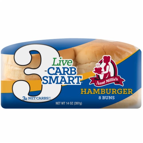 Aunt Millie's Live Carb Smart Hamburger Buns Perspective: left
