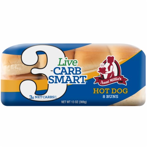 Aunt Millie's Live Carb Smart Hot Dog Buns Perspective: left