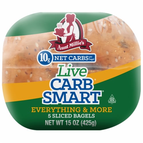 Aunt Millie's Live Carb Smart Everything & More Bagel Perspective: left