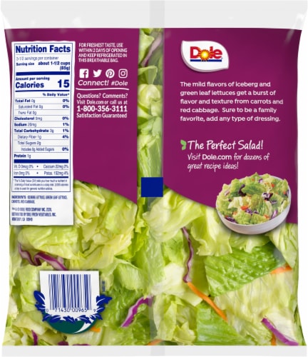 Dole Greener Selection Salad Bag Perspective: left