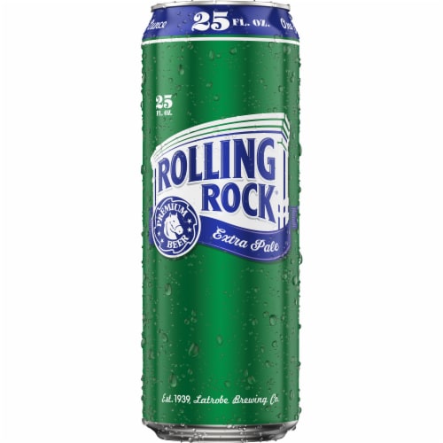 Rolling Rock Extra Pale Beer Single Can Perspective: left