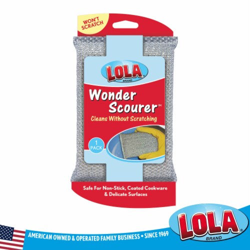 LOLA Wonder Scourer Non-Scratch Scouring Pad, Dual-Purpose Cleaning Sponge, 1 CT Perspective: left