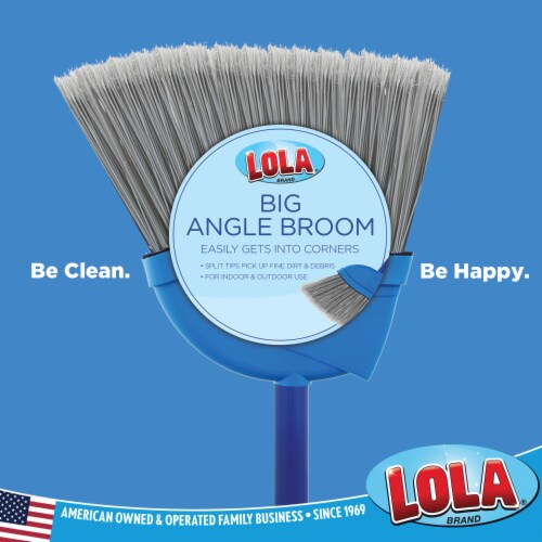 Lola Angle Broom 12 Head Recycled Bristles High Gloss Force Fit Handle Perspective: left