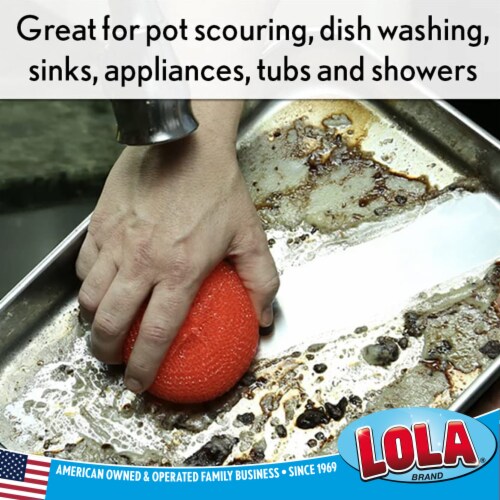 LOLA Jumbo Plastic Mesh Scourers, Non-Scratch Polypropylene Knitted Mesh - 2 Pack Perspective: left