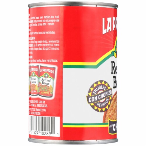 La Preferida® Refried Beans with Chorizo Perspective: left