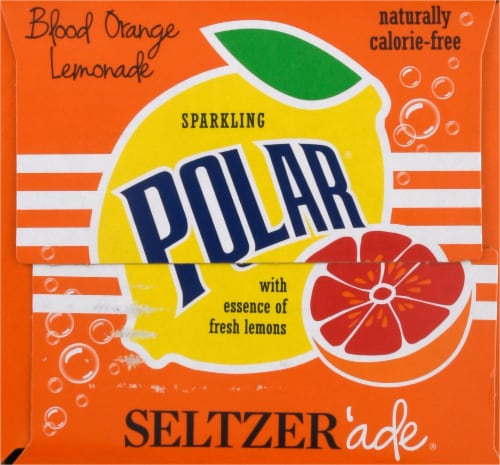 Polar'ade Blood Orange Lemonade Flavored Seltzer Water Cans Perspective: left