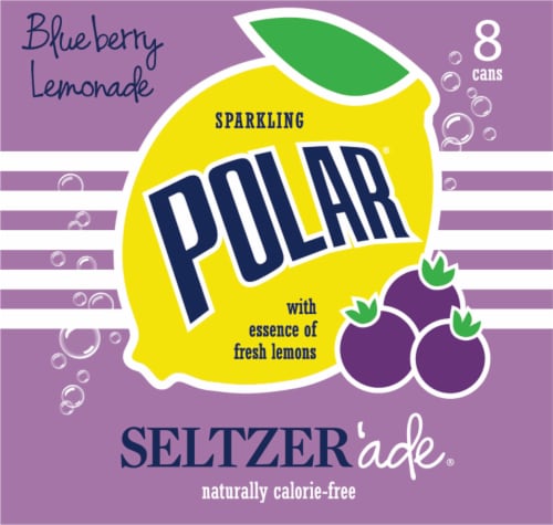 Polar® Blueberry Lemonade Flavored Seltzer Water Cans Perspective: left