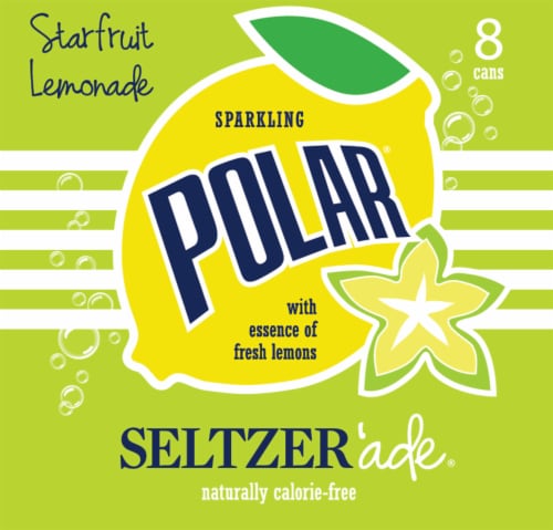 Polar Seltzer'ade Starfruit Lemonade Flavored Seltzer Water Cans Perspective: left