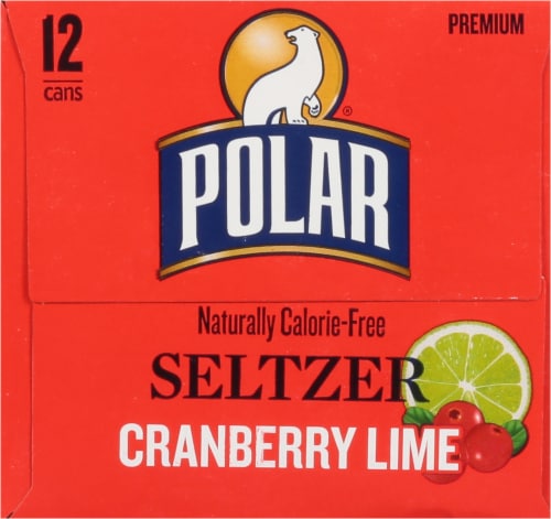 Polar® Cranberry Lime Flavored Seltzer Water Cans Perspective: left