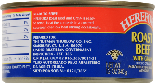 Hereford® Canned Roast Beef with Gravy Perspective: left
