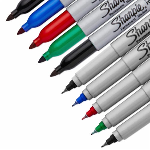 Sharpie® Permanent Markers, Fine and Ultra-Fine Points, Assorted, 10 Count Perspective: left