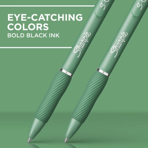 Sharpie® S-Gel, Gel Pens, Medium Point (0.7mm), Green Barrel, Black Ink, 4 Count Perspective: left
