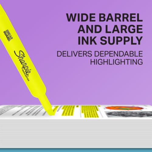Sharpie® Tank Style Highlighters, Chisel Tip, Fluorescent Yellow, 2 Count Perspective: left