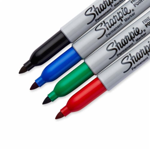 Sharpie® Permanent Markers, Fine Point, Assorted Colors, 4 Count Perspective: left