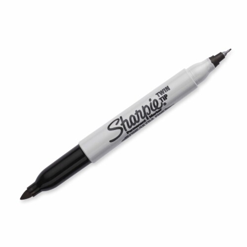 Sharpie® Permanent Markers, Twin Tip, Fine and Ultra Fine Points, Black, 1 Count Perspective: left