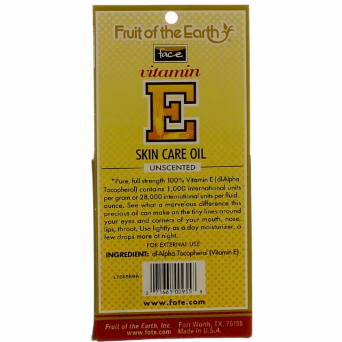 Fruit Of The Earth Vitamin E Skin Care Oil, Unscented, 0.5 oz Perspective: left