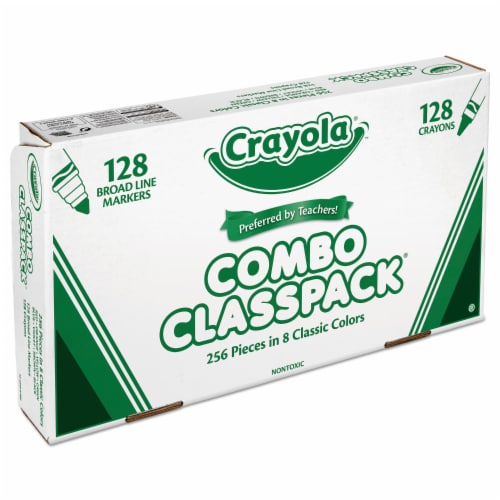 Crayola Crayons and Markers Combo Classpack, Eight Colors, 256/Set 523349 Perspective: left