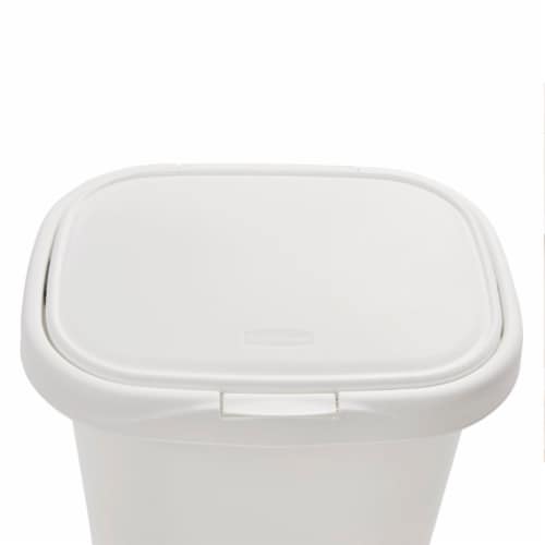 Rubbermaid 13.25 Gallon Rectangular Spring-Top Lid Wastebasket Trash Can, White Perspective: left