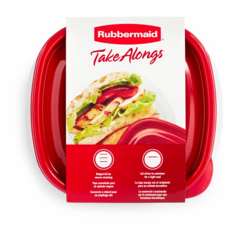 Rubbermaid® TakeAlongs® Square 2.9 Cup Food Storage Containers - Ruby/Clear Perspective: left