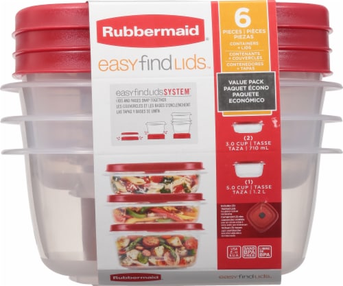 Rubbermaid® EasyFindLids™ Food Storage Containers - Racer Red/Clear Perspective: left