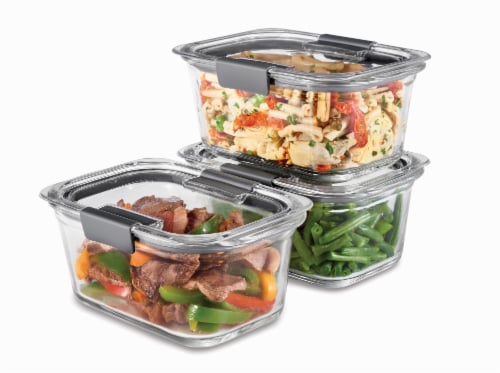 Rubbermaid Brilliance Glass Food Storage Containers Value Pack - 3 Pack -Clear Perspective: left