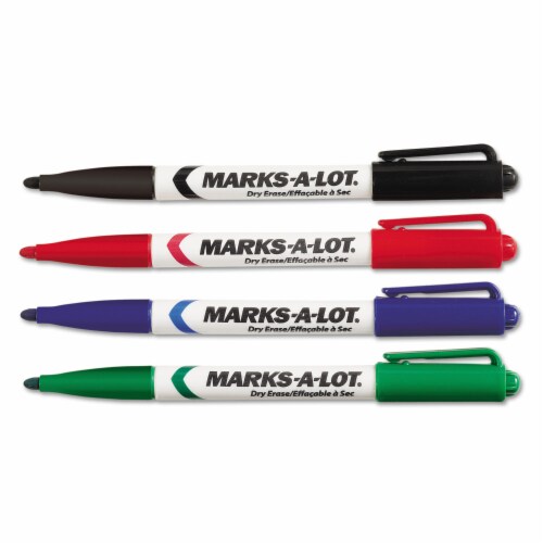 Marks-A-Lot Dry Erase Marker Assorted Colors 24459 Pen-Style Bullet Tip Perspective: left