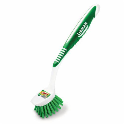 Libman White & Green Polymer 8 In. Ergonomic Rubber Grip Dish