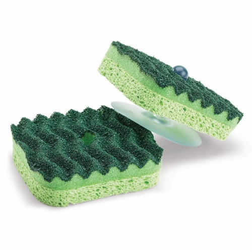Libman 3.5 In. x 3.5 In. Green Scrub Sponge (2-Count) 2106 Perspective: left
