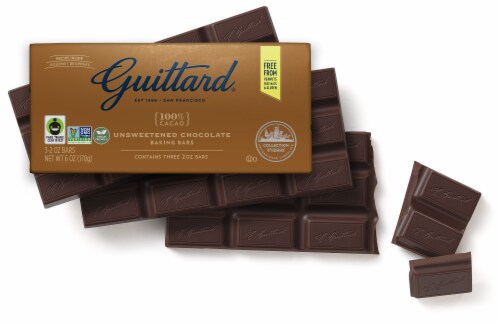 Guittard® 100% Cacao Unsweetened Chocolate Baking Bar Perspective: left