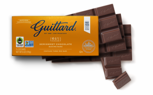 Guittard® 64% Cacao Semisweet Chocolate Baking Bar Perspective: left