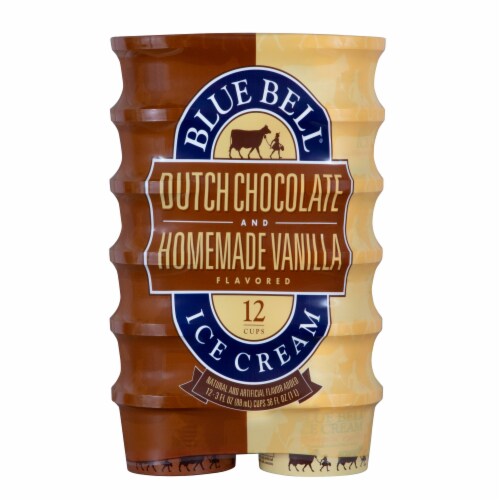 Blue Bell® Dutch Chocolate and Homemade Vanilla Ice Cream Cups Perspective: left