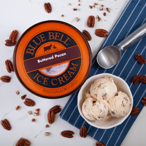 Blue Bell® Brown Rim Assorted Flavors Ice Cream Tub Perspective: left