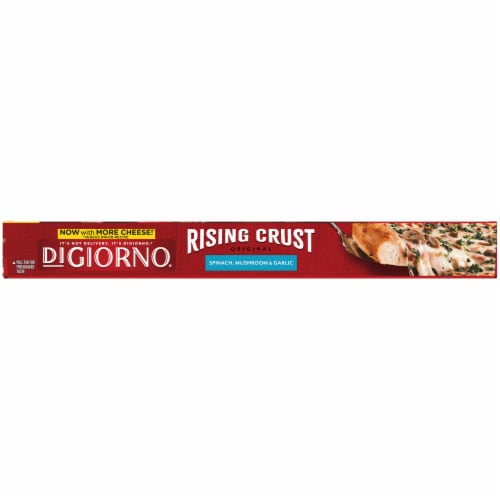 DIGIORNO Spinach Mushroom & Garlic Frozen Pizza on a Rising Crust Perspective: left