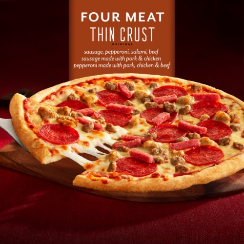 DiGiorno Frozen Pizza Four Meat Thin Crust Pizza Perspective: left