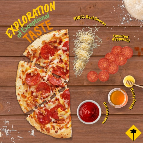 California Pizza Kitchen Uncured Pepperoni and Hot Honey Croissant Crust Frozen Pizza Perspective: left