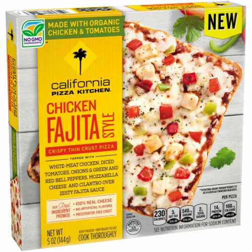 California Pizza Kitchen Single Serve Chicken Fajita Crispy Thin Crust Pizza Perspective: left